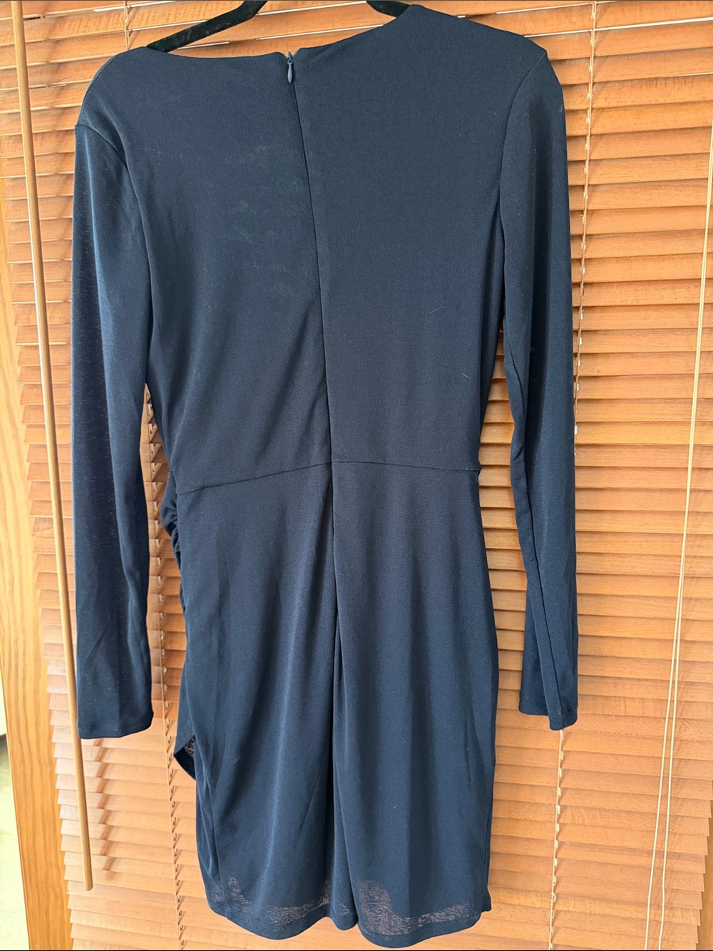 BCBGeneration Navy Long Sleeve Ruched Waist Dress - Picture 3 of 5